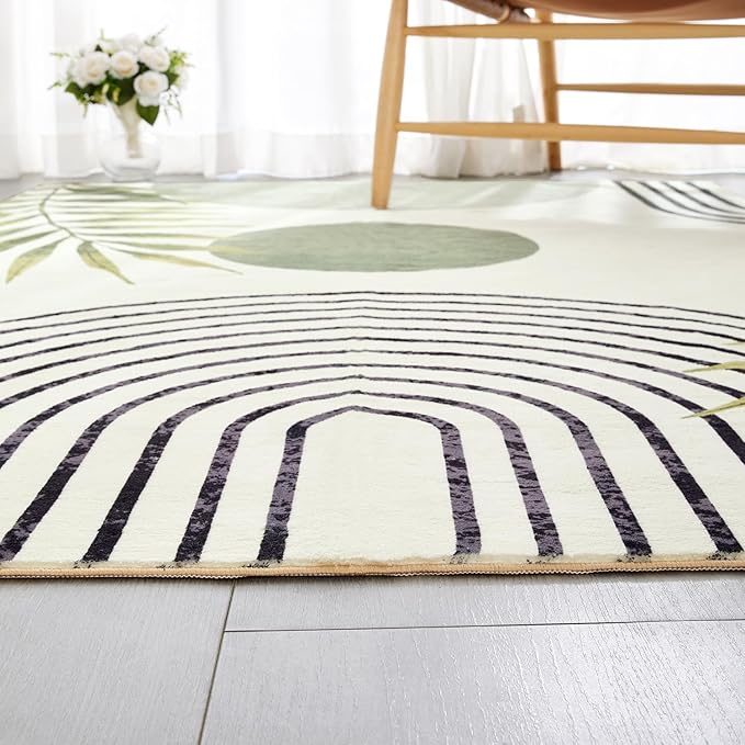 RoomTalks Mid Century Modern Washable Rug Stain Resistant, Boho Cute Aesthetic - Image 3