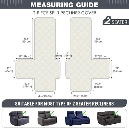 TAOCOCO 100% Waterproof Recliner Loveseat Covers 2 Seater, Split Loveseat Covers - Image 4
