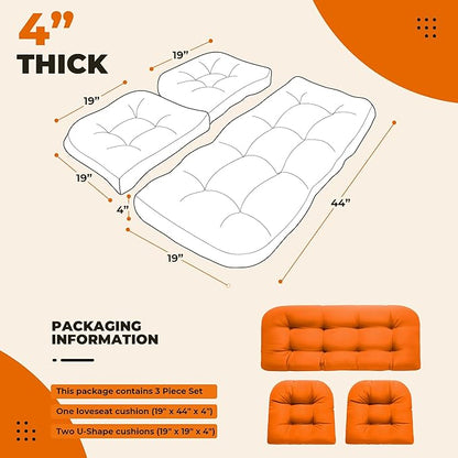DANGHOOGY Wicker Chair Cushions, Waterproof Outdoor Loveseat Cushions - Image 5