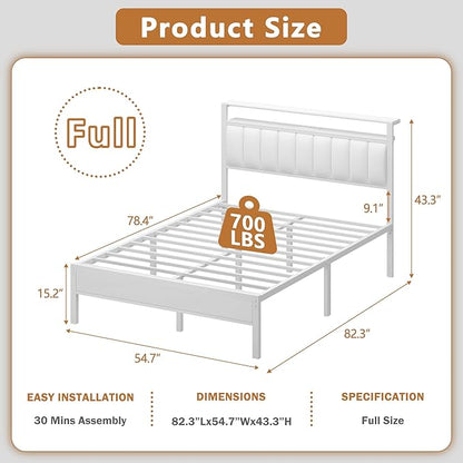 Furnulem White Full Size Bed Frame - Image 2