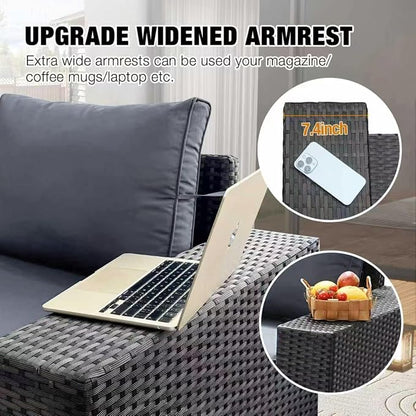 JOYURE 8 Pieces Patio Furniture Set All-Weather Outdoor Wicker Sectional - Image 3