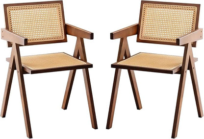 Furlide Rattan Accent Chairs, Modern Mid Century Dining Chairs Set of 2 by Furlide