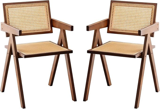 Furlide Rattan Accent Chairs, Modern Mid Century Dining Chairs Set of 2 by Furlide