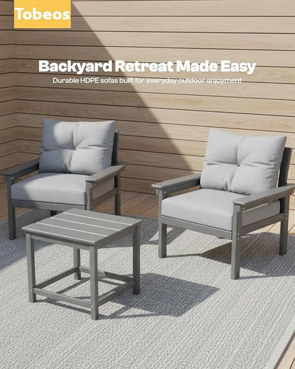 HDPE 10 Piece Outdoor Patio Furniture Set, All-Weather Outdoor Couch Set - Image 3
