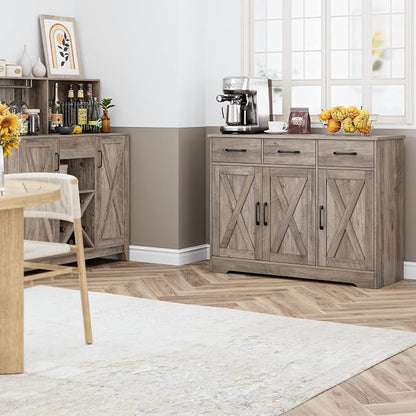 HOSTACK Modern Farmhouse Buffet Sideboard Cabinet, Barn Doors Storage Cabinet - Image 5