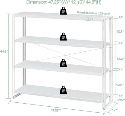 HCHQHS Bookshelf, 4-Tier Industrial Bookcase, Freestanding Tall Bookshelves - Image 3