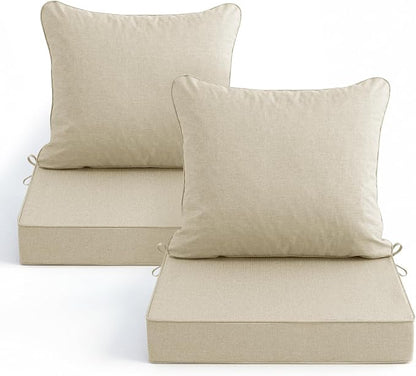Summsun Patio Chair Cushions Set of 2, Faux Linen Outdoor Furniture Cushions by SUMMSUN