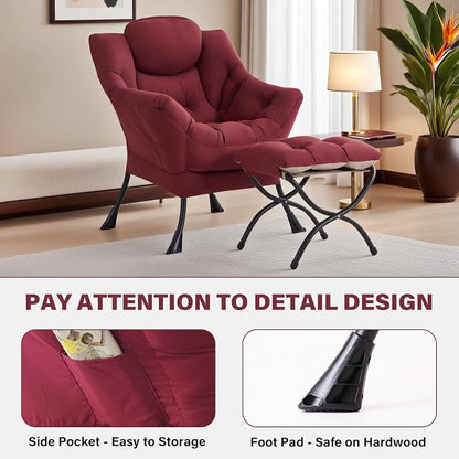 Tiita Lazy Chair with Ottoman, Comfy Leisure Sofa Armchair with Ottoman - Image 5