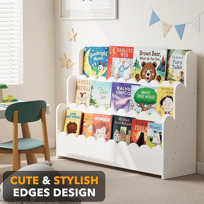 SpaceAid 3-Tier Scalloped Bookshelf, Montessori Bookcase - Image 4
