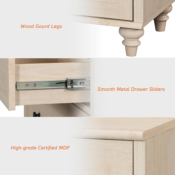 WAMPAT Buffet Cabinet with Doors & Drawer, Large Coffee Bar Table Wood Kitchen - Image 3