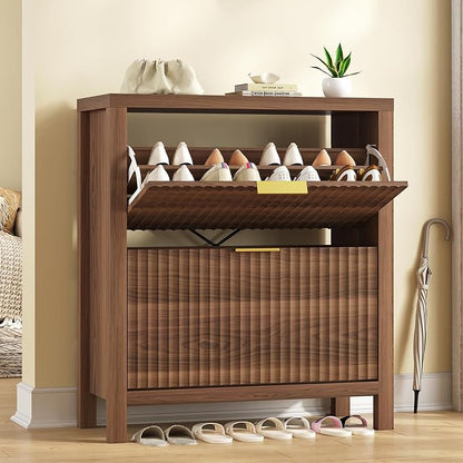 YOMILUVE Shoe Cabinet Storage for Entryway, Fluted Shoe Cabinet - Image 3