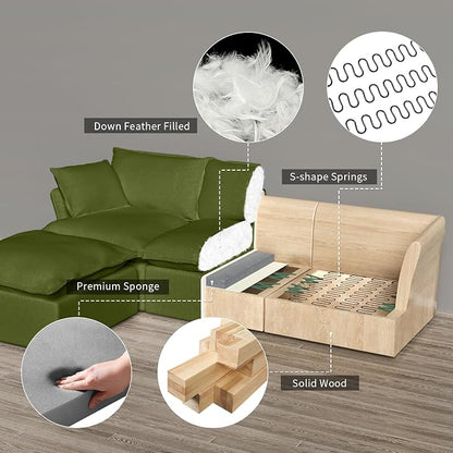 2 Seat with Ottoman L Shape Modular Sectional Couch Sofa - Image 4