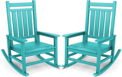 SERWALL Oversized Outdoor Rocking Chair Set of 2, HDPE Rocker by SERWALL