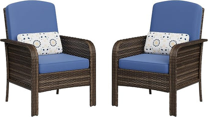 GarveeHome Outdoor Wicker Chairs Set of 2, All-Weather High Back Rattan Patio by GarveeHome