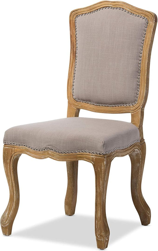 Baxton Studio Chateauneuf French Vintage Cottage Weathered Oak Linen by BaxtonStudio