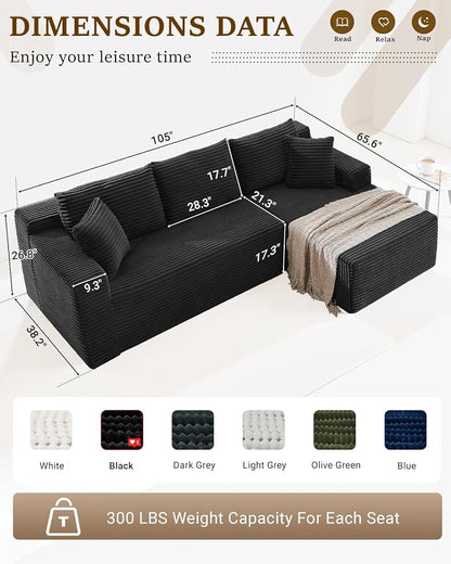 Cloud Sectional Couch, 105 Inch Modular Sectional Sofa - Image 2