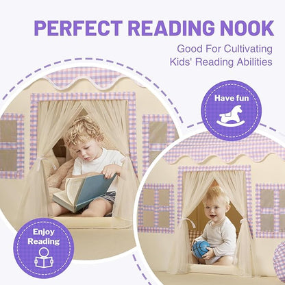 Kids Play Tent Indoor: Mat, Tassel Garland, Star Lights - Image 6