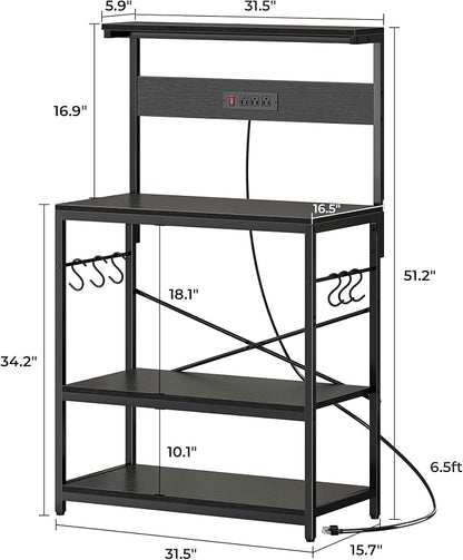 SUPERJARE Bakers Rack with Power Outlets, Microwave Stand, 31.5 X 16.5 Inch - Image 8