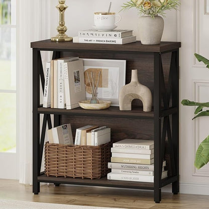 FATORRI Small Bookshelf, 3 Shelf Bookcase by FATORRI