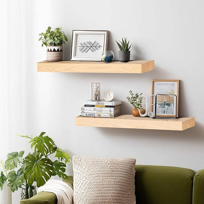 24x8x1.6 inch Floating Shelves Set of 2 – Solid Wood Rustic Wood Wall Mounted - Image 7