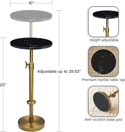 Adjustable-Height Marble Drink Table - Image 3