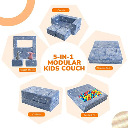 MeMoreCool Modular Kids Sofa, Glow in The Dark Space Kids Play Couch Sofa - Image 4