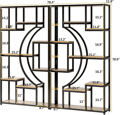 HolliWill 70.8" Tall Bookshelf Set of 2, Etagere Bookcase - Image 2