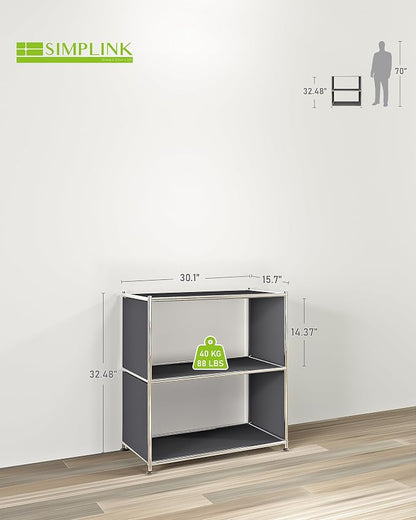 32-Inch 2-Tier Metal Bookcase, Open Shelf Storage Organizer - Image 3
