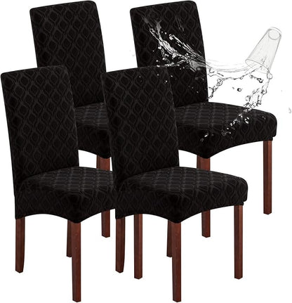 Genina Waterproof Chair Covers for Dining Room, Stretch Jacquard Dining Chair by Genina