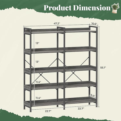 Huuger 5 Tier Bookshelf, Display Bookshelf - Image 2