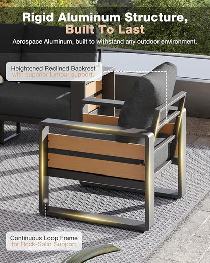 Aoxun Aluminum Patio Furniture Set, 5 Piece Luxury Outdoor Sectional - Image 4