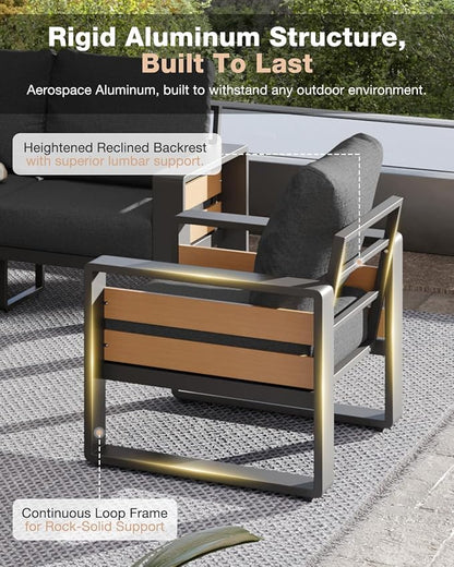 Aoxun Aluminum Patio Furniture Set, 4 Piece Luxury Outdoor Sectional - Image 4