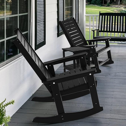 GREENVINES Outdoor Rocking Chairs | Set of 4 | Porch Rocker | HDPE Plastic | - Image 5