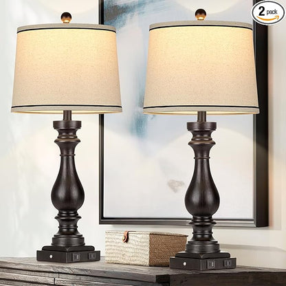 Cinkeda 29" Tall Table Lamp for Living Room Set of 2, Farmhouse Vintage Bedside by Cinkeda