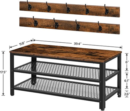 HOOBRO Hall Tree Entryway Storage Bench, Coat Rack Shoe Bench, Shoe Rack - Image 6