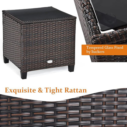 HAPPYGRILL 3 Pieces Patio Conversation Set, Outdoor Furniture Set PE Rattan - Image 6