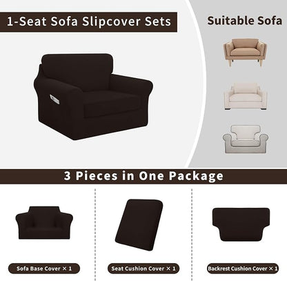 Easy-Going 3 Pieces Stretch Chair Cover Washable Chair Slipcover Set - Image 3