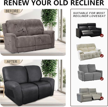 ANARACHON Loveseat Recliner Cover Leather Look Recliner Loveseat Covers - Image 6