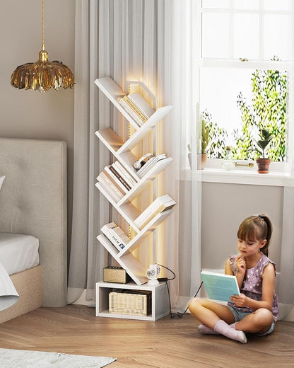 Casaottima Tree Bookshelf with LED Lights, 6-Tier Narrow Bookcase - Image 7