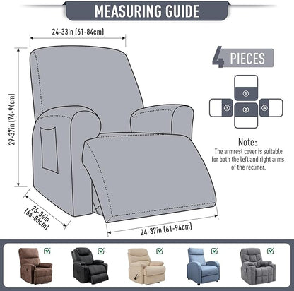 TAOCOCO Recliner Cover 4-Pieces, Recliner Stretch Sofa Slipcover, Recliner - Image 5