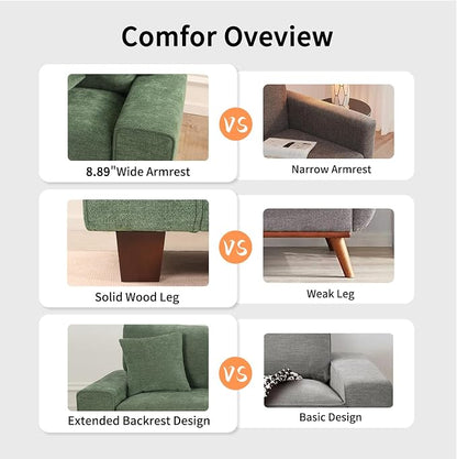 DOPEDIO Modern Loveseat Sofa for Living Room, Chenille Recliner, Removable Cover - Image 3