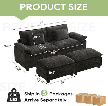 Oprisen 86" Modular Sectional Sofa, Comfy Cloud Couch Sectional Sofa - Image 2