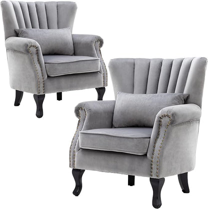 Velvet Accent Chairs Set of 2 by DMFurniture
