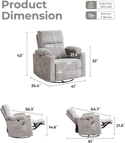 Oversized Power Recliner Chair Swivel Glider - Image 2