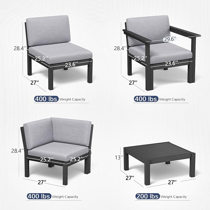 Stoog All-Weather Patio Conversation Set, 6-Piece Modular Outdoor Sectional Sofa - Image 2