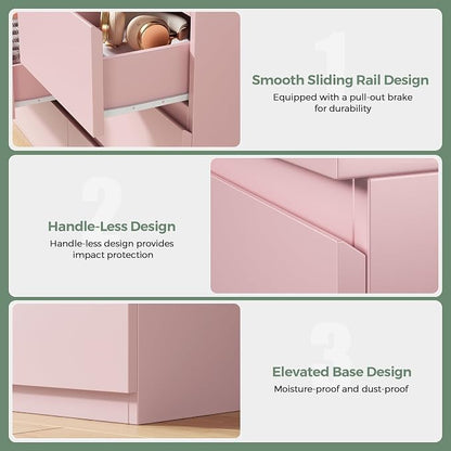 Jocoevol Modern Pink 7 Drawer Dresser - Image 6