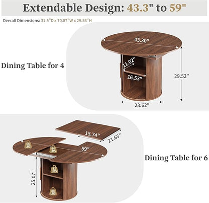 weselon 43"-59" Extendable Round to Oval Dining Table - Image 2
