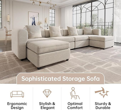 Guyii Velvet Sectional Sofa, Oversized 4-Seater L-Shaped Convertible Couch - Image 6
