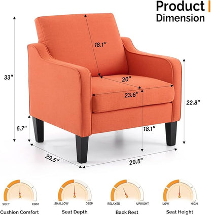 VINGLI Burnt Orange Mid Century Modern Accent Chair - Image 2