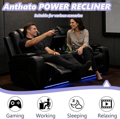 Leather Power Recliner Loveseat - Image 3